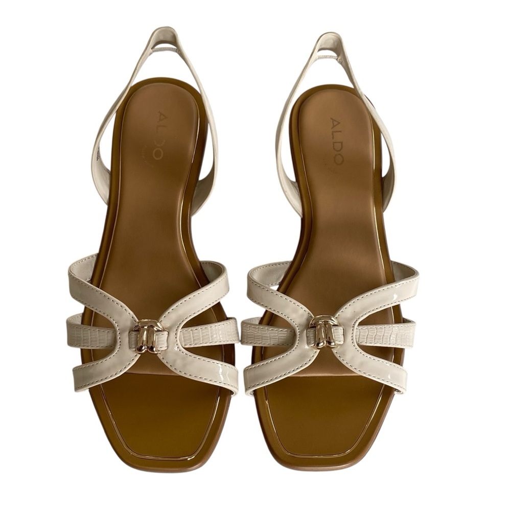 Aldo Nude Slingback Sandals Gold mirror detail NWOT S 8​